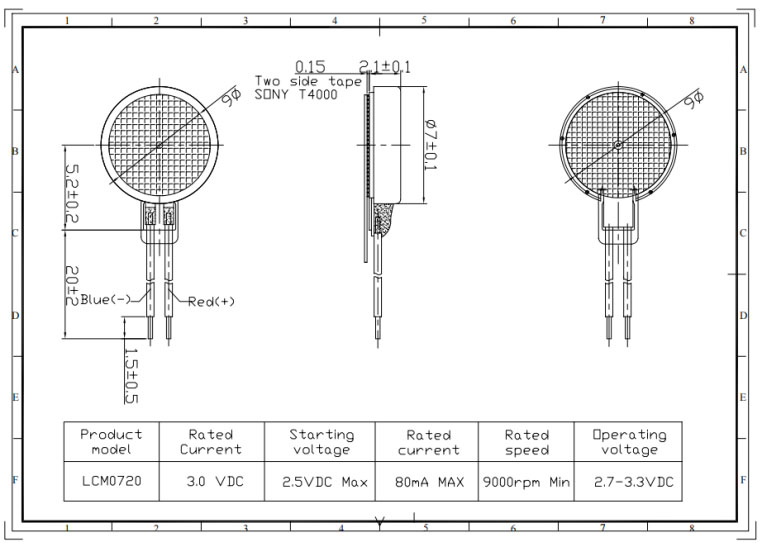 elektrisk minimotor Teknisk tegning