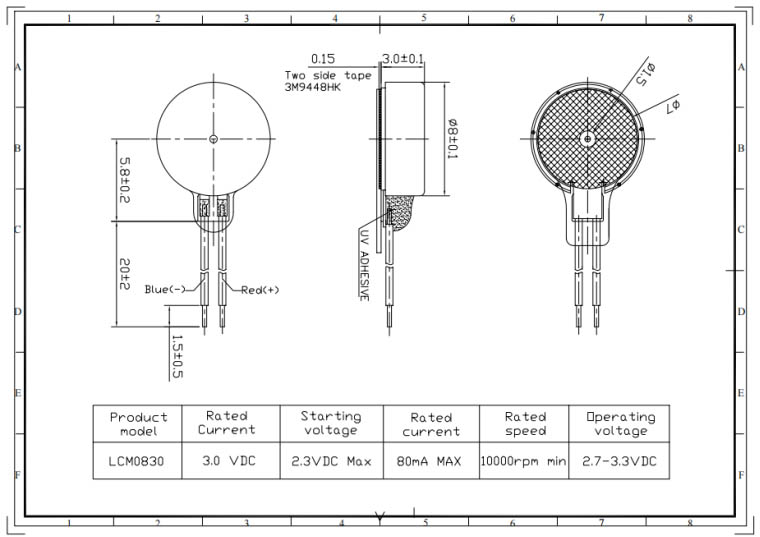 pequeno motor de vibración Debuxo de enxeñería