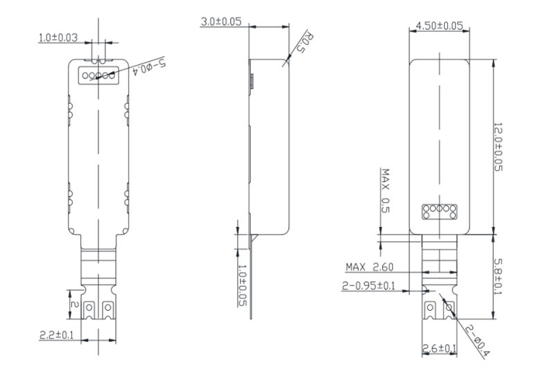 4.5mm Linear Vibratio Motor Engineering drawing